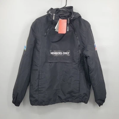 Chaqueta Anorak Negra Members Only X NASA Hombres Talla Mediana Nueva con Etiquetas Ajuste Grande DEFECTUOSA Foto 1 de 4