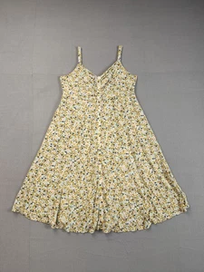 Abito donna torrido super morbido 1 giallo floreale senza maniche scollo a V estivo midi - Foto 1 di 18