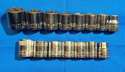USA Craftsman 15 pc 3/8" dr shallow socket set SAE 6pt 13/16-3/8  & Metric 17-10 - Image 1 of 4