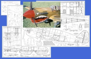 Model Airplane Plans (RC): Curtiss P-40D 94" Wingspan 1/4 Scale ((on CD)) - Picture 1 of 7