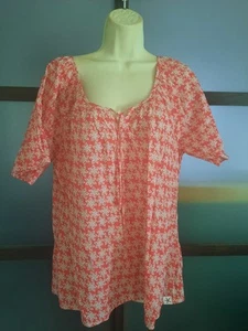 West Indies Top Beach Resort Wear Cotton Coral White Short Sleeve Tunic XXL - Picture 1 of 5