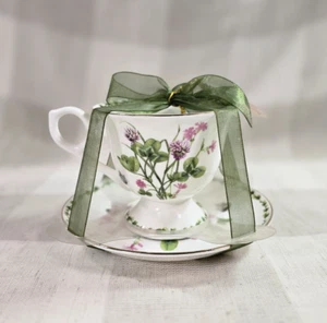 Juego de taza de té y platillo Bella Lux Coastline Bone China flor de primavera mariposa - Imagen 1 de 8