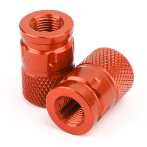 Alumnum Orane Anti-Thief Tire Valve Stem Cap For Motorcycle Car Truck Bike SL E6 - Picture 1 of 12