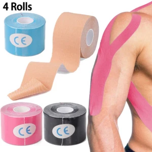 4 Roll Kinesiology Tape Athletic Muscle Sports Elastic Physio Therapeutic Tape - Picture 1 of 27