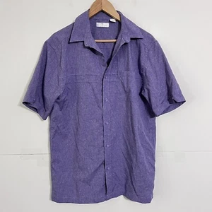 Café Luna Mens Shirt Size S Purple Microfiber Short Sleeve Button Up Vacation - Picture 1 of 7