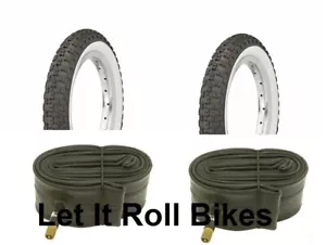 Bicycle 2 Tires 2 Tubes 12-1/2" x 2-1/4" Black w/White Wall BMX Cruiser Bikes - Picture 1 of 1
