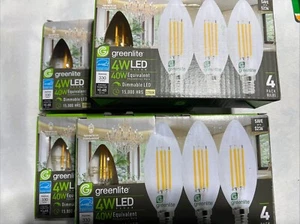 LED 40W Chandelier Filament B11 Clear Bulb Candelabra E12 Warm White 4 Pk 16 Blb - Picture 1 of 2