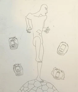 Vintage abstract nude man print - Picture 1 of 7