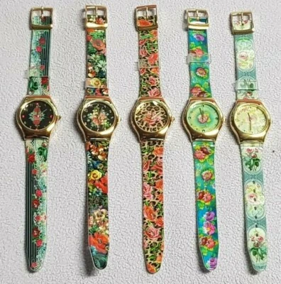 Reloj Michal Negrin Cuarzo Hermosas Flores Banda Plástico Israel Foto 1 de 4