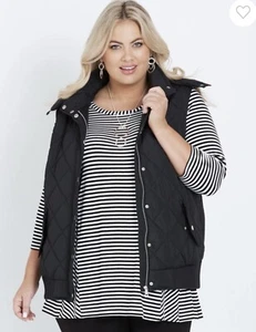 Women’s Size 16 Black Autograph Diamond Quilted Fur Trim Gilet - Puffer Vest - Picture 1 of 11