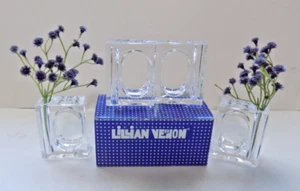 Box of 4 Vintage Lillian Vernon Clear Lucite Bud Vase Napkin Rings MCM - Picture 1 of 7