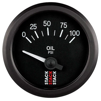 Stack Oil Pressure Gauge - Electrical (Black Dial Face, 0-100 PSI) - 52mm Dia - Image 1 of 1