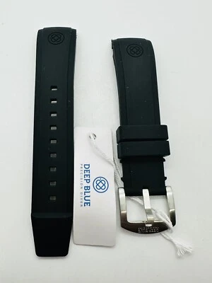 Deep Blue CUSTOM FIT Black Silicon strap 22mm - Image 1 of 4