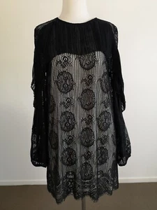 Elliat Womans Lace Dress Long Sleeve Black Size L - Picture 1 of 11