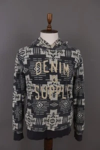 DENIM & SUPPLY RALPH LAUREN Gray Big Logo Abstract Hooded Sweatshirt Sweater M - Picture 1 of 17