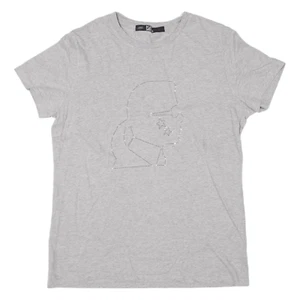 KARL LAGERFELD Rhinestone Constellation T-Shirt Grey Short Sleeve Womens M - Picture 1 of 6