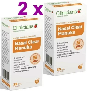 2x Clinicians Nasal Clear Manuka Spray 25 ml Nueva Zelanda Miel de Manuka para senos paranasales - Imagen 1 de 1