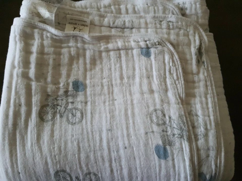 Aden And Anais Dream Blanket blue Air Balloon bicycle ELEPHANT 4layered muslin - Image 1 of 4