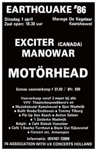 Póster de concierto enmarcado Earthquake Festival 1986 Motorhead Exciter - Imagen 1 de 2