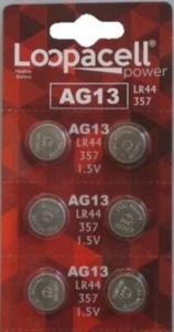 LR44 BATTERY (6 piece) LR44 357 A76 L1154 AG13 357 Alkaline Loopacell Battery - Picture 1 of 4