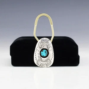 LLAVERO NAVAJO NATIVO AMERICANO PLATA ESTERLINA Y TURQUESA DE SHIRLEY SKEETS - Imagen 1 de 5