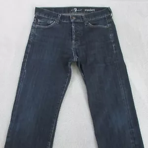 7 For All Mankind Jeans Mens W31 L33 Dark Blue Slim Straight Denim Standard - Picture 1 of 9