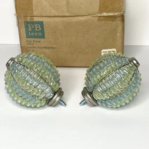 Pottery Barn Teen Beaded Curtain Finials • Blue/Green • Boho - Picture 1 of 3