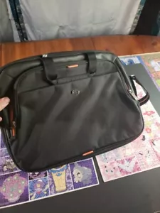 Solo New York Ace Slim Laptop Briefcase Bag Black Orange Excellent Condition!!! - Picture 1 of 5