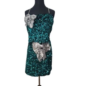 NWT Teal and Silver Sequin 2 Piece Holiday Dress Size XL - Picture 1 of 12