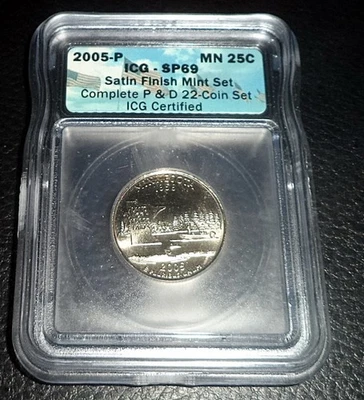 2005-P MN Minnesota State Quarter MS Satin Finish ICG SP69 - Image 1 of 2