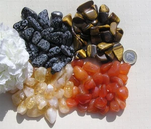 Solar Plexus Chakra Collection - 12 Polished Tumblestones - Citrine, Tiger Eye - Picture 1 of 9