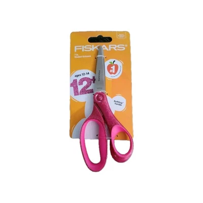 Fiskars 7" Student Scissors  Pink Glitter Soft Grip Handle Ages 12+ New - Image 1 of 4