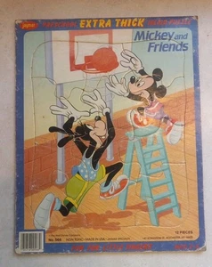 Mickey Mouse And Goofy Basketball Vintage Puzzle Jaymar Frame-Tray 9 x 12 Disney - Picture 1 of 4