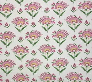 BALLARD DESIGNS DUDLEY ROSE PINK FLORAL MULTIUSE LINEN FABRIC BY THE YARD 54"W - Picture 1 of 5