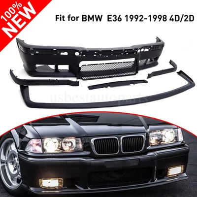 Front Bumper Cover lower Lip w/Grill Fits for 92-98 BMW E36 3-Series M3 Style — 第 1/4 张图片