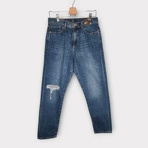 NEW Express High Rise Tapered Ankle Jeans Distressed Blue Women's 6R - Picture 1 of 4