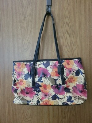 Bolsa tote de lona revestida floral Dana Buchman 15"×9" - Imagem 1 de 2