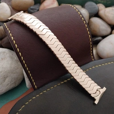 Correa de reloj vintage corta de 19 mm 18 mm 16 mm relleno de oro rosa JB Champion años 50 sin usar Foto 1 de 4