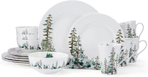 Aquarell Wald Bone China leichtes spanfestes 16-teiliges Geschirrset, - Bild 1 von 10