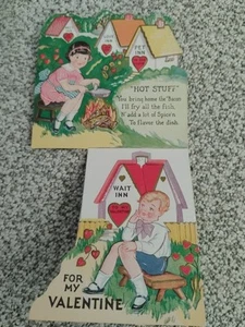 Depression Era Valentine Love, Hot Stuff, Boy & Girl Houses - Picture 1 of 4