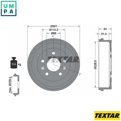 2x BRAKE DRUM 94045500 FOR RENAULT DACIA H5H 460 1.3L H4M 430 1.6L 4cyl 1.5L - Image 1 of 4