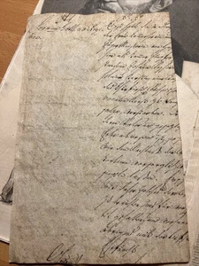 Original Antique Manuscript Handwriting Ribbed Paper Watermark Letter - Picture 1 of 9