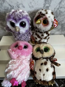 TY Beanie Boos OWLS Lot Used with TY Tags - Whoolie, Moonlight, Sammy, Twiggy - Bild 1 von 23