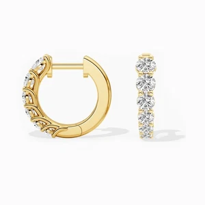 1.40Ct Round Cut Lab Grown Diamond Women's Huggie Hoop Clip-On Earrings 10K Gold - Picture 1 of 9