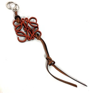 LOEWE anagram Bag Charm Key Holder Leather Orange Based/BrownBased - Foto 1 di 6