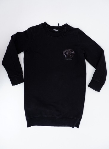 Vestito Felpa Maglione Bambina Dsquared2 Ds2 Età 8 Anni Nero Manica Lunga