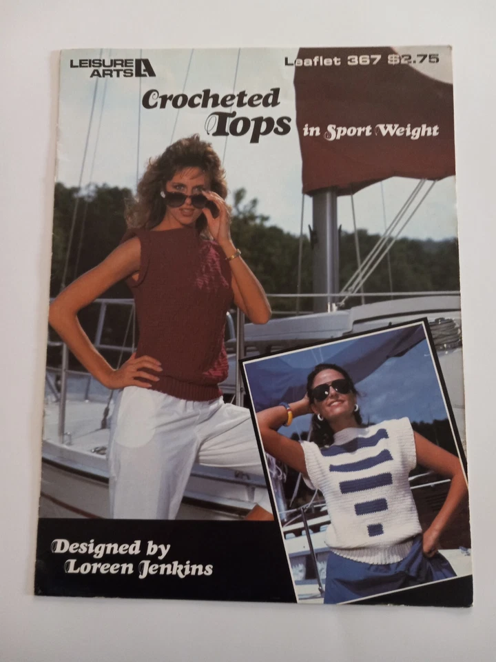 Crocheted Tops in Sports Weight by Loreen Jenkins Leisure Arts Sweater 367 80s - Image 1 of 1