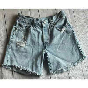 Levi’s 501 Mid-Rise Button Fly Distressed Cut Off Jean Shorts Sz 25 - Picture 1 of 10