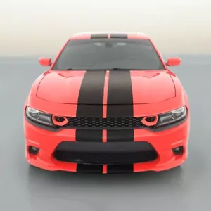 Black Carbon Fiber 10" Vinyl Rally Stripes Racing Stripes For Dodge Charger - Foto 1 di 2