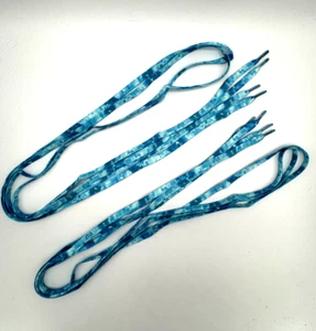 2 Paar Batik blau stilvolle flache sportliche Schnur-Schnursenkel passt den meisten Augenlidern - Bild 1 von 3